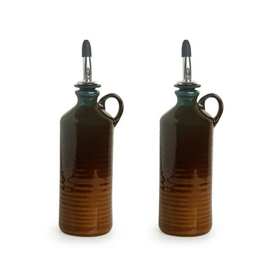 Amber & Teal' Studio Pottery Oil Bottle In Ceramic (Set of 2 | 250 ml)