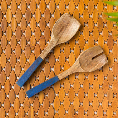 'The Ocean Pack' Hand-painted Spatula Set In Mango Wood (Set of 2)