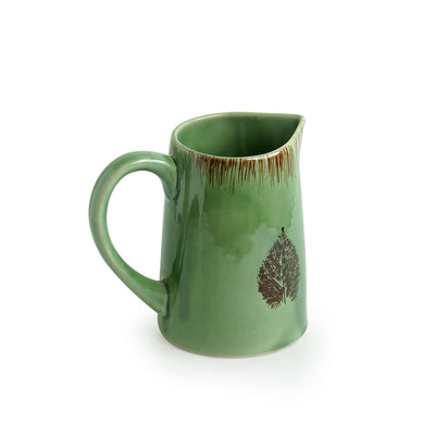 Banyan-Leaves' Hand-painted Studio Pottery Milk & Water Jugs In Ceramic (Set of 2 | Microwave Safe)