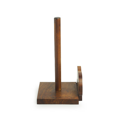 'The Elephant Warriors' Hand Carved Kitchen Tissue Roll Holder In Sheesham Wood (2 Rolls)