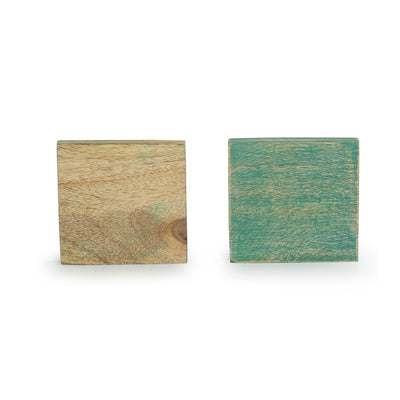 Seamless Squares' Coasters In Mango Wood (Set of 4 | Antique Finish)