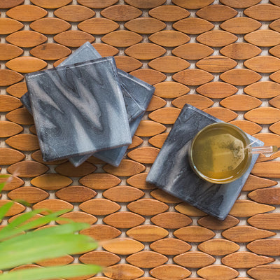 'Ocean Grey Squared' Coasters In Marble (Set of 4)