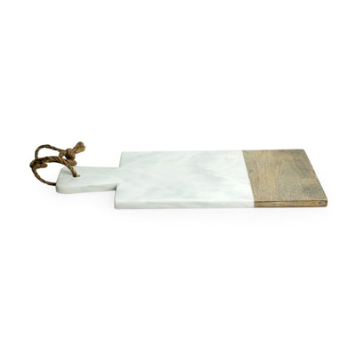 'White Rectangular' Chopping Board Fused With Mango Wood & Marble