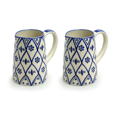 Moroccan Floral' Hand-painted Studio Pottery Milk & Water Jugs In Ceramic (Set of 2 | 700 ML | Microwave Safe)