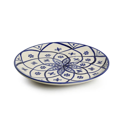 Moroccan Floral' Hand-painted Studio Pottery Dinner Plates In Ceramic (10 Inch | Set of 6 | Microwave Safe)