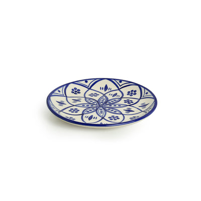 Moroccan Floral' Hand-painted Studio Pottery Quarter Plates In Ceramic (7 Inch | Set of 6 | Microwave Safe)