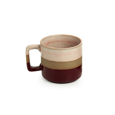 Crimson Peaches' Hand Glazed Studio Pottery Tea & Coffee Mugs In Ceramic (Set of 2 | 361 ML | Microwave Safe)