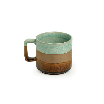 Mint Chocolate' Hand Glazed Studio Pottery Tea & Coffee Mugs In Ceramic (Set of 2 | 362 ML | Microwave Safe)