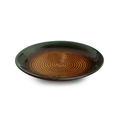 Amber & Teal' Hand Glazed Studio Pottery Dinner Plates In Ceramic (Set of 6 | Microwave Safe)