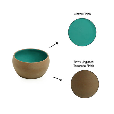 Earthen Turquoise' Hand Glazed Dining Bowl Katoris In Ceramic (Set of 4 | 180 ML | Microwave Safe)