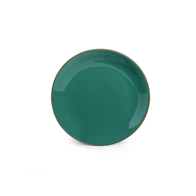 Earthen Turquoise' Hand Glazed Side/Quarter Plates In Ceramic (Set of 6 | Microwave Safe)