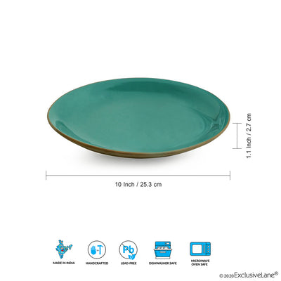 Earthen Turquoise' Hand Glazed Dinner Plates In Ceramic (Set of 2 | Microwave Safe)