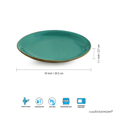 Earthen Turquoise' Hand Glazed Dinner Plates In Ceramic (Set of 6 | Microwave Safe)