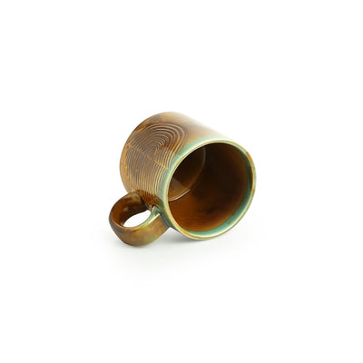 Peacock Boulevard' Hand-Engraved Ceramic Coffee & Tea Mugs (Set of 2 | 300 ML | Microwave Safe)