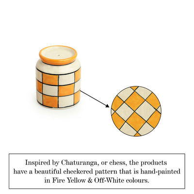 Shatranj Checkered' Hand-painted Salt & Pepper Shakers In Ceramic (Set of 2 | 80 ML)
