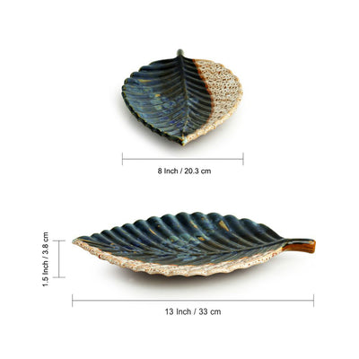 The Banana Leaf' Serving Platter In Ceramic (13 Inch | Microwave Safe)