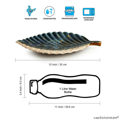 The Banana Leaf' Serving Platters In Ceramic (Set Of 2 | 13 Inch | Microwave Safe)