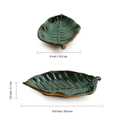 The Banana Leaf' Serving Platters In Ceramic (Set Of 2 | 10.6 Inch | Microwave Safe)