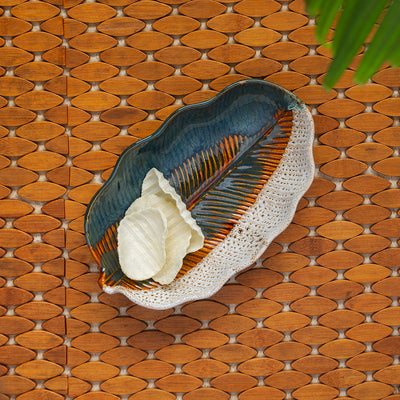 The Banana Leaf' Serving Platter In Ceramic (9.8 Inch | Microwave Safe)