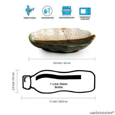 The Banana Leaf' Serving Platters In Ceramic (Set Of 2 | 9.8 Inch | Microwave Safe)