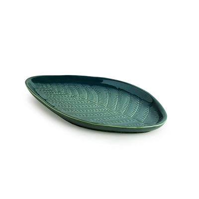 The Banana Leaf' Serving Platter In Ceramic (10.8 Inch | Microwave Safe)