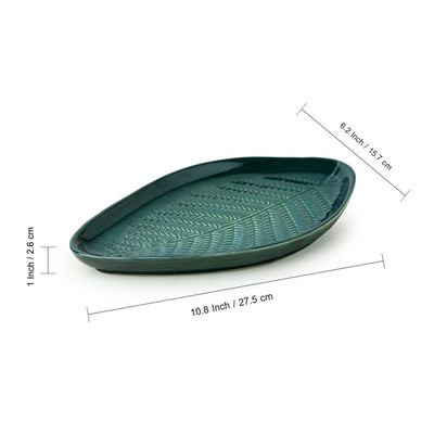 The Banana Leaf' Serving Platter In Ceramic (10.8 Inch | Microwave Safe)