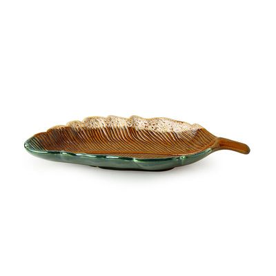 The Banana Leaf' Serving Platters In Ceramic (Set Of 2 | 12.5 Inch | Microwave Safe)