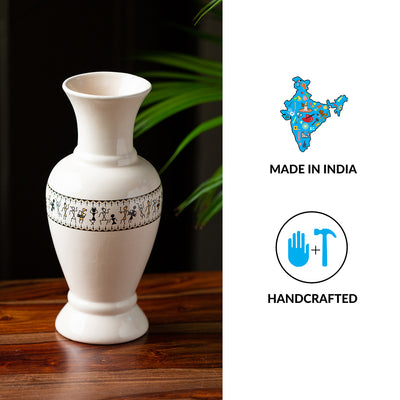 'Whispers of Warli' Handcrafted Ceramic Vase