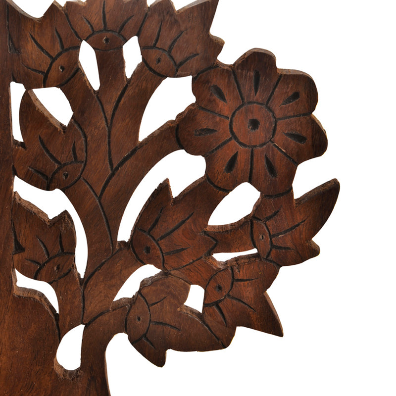 Wooden Hand Carved & Engraved Tree Of Life Book End In Sheesham Wood