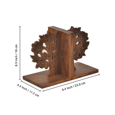 Wooden Engraved & Carved Tree Of Life Book End