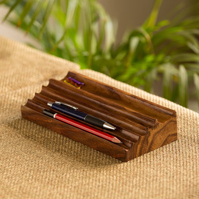 'Staircase Organiser' Handcrafted Pen Stand In Sheesham Wood