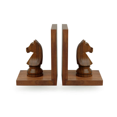 Handcarved Chess Horse Book Ends In Sheesham Wood