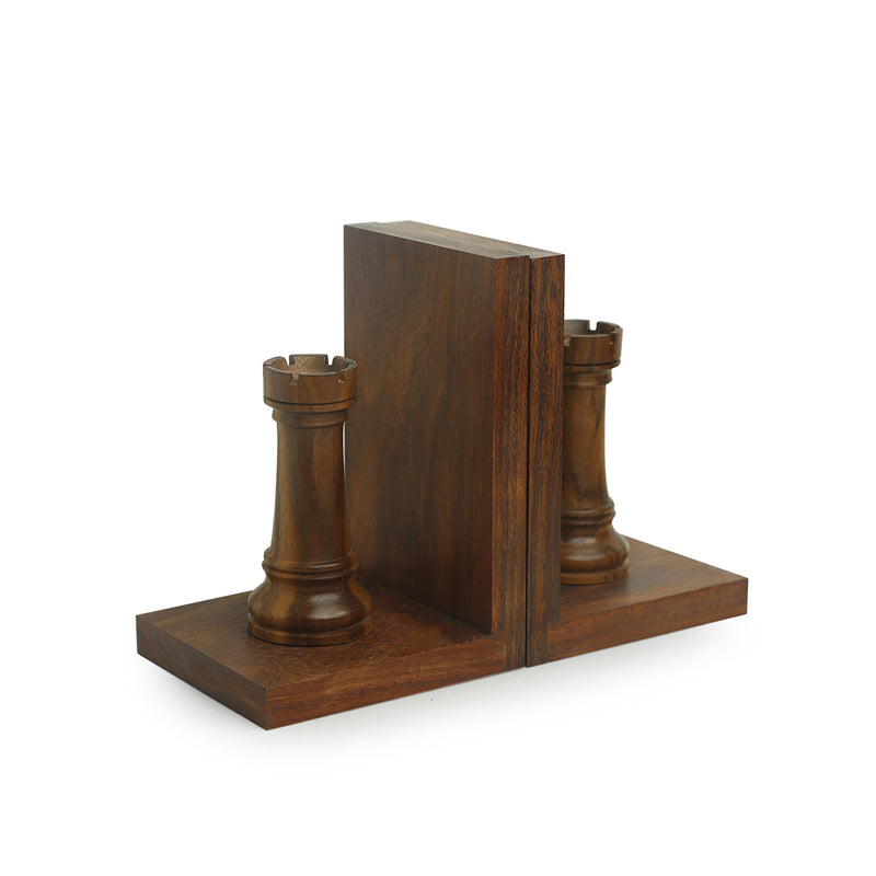 Handcarved Chess Rook Book Ends In Sheesham Wood