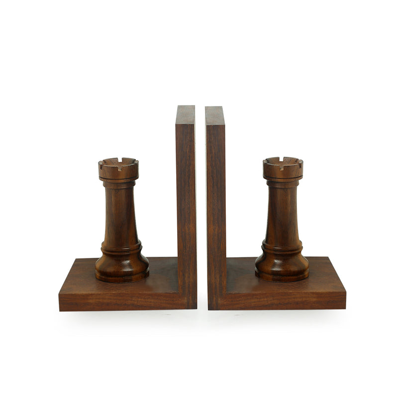 Handcarved Chess Rook Book Ends In Sheesham Wood