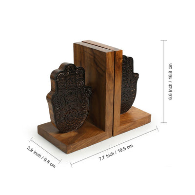 'Palm Pair' Hand-Carved Book Ends In Sheesham Wood