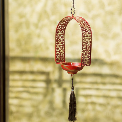 Rustic Mughal Door' Handcrafted Tea-Light Holder & Hanging Pillar Candle In Iron