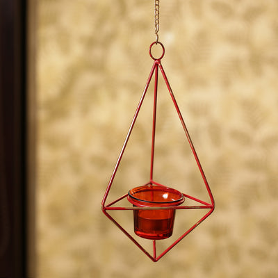 Rustic Crystal' Hanging Tea-Light Holder In Iron and Glass