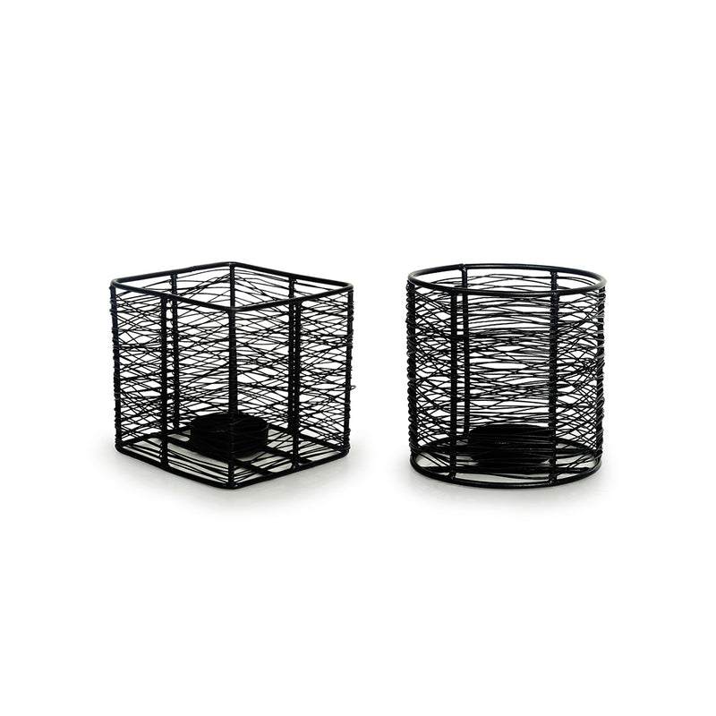 Glowing Mesh Duo Handwired Table Tea-Light Holders In Iron (Set of 2)