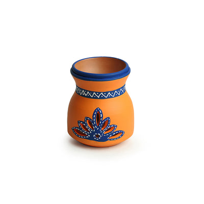 The Warli Tales' Hand-painted Aroma Diffuser In Terracotta (5 Inch | Orange)