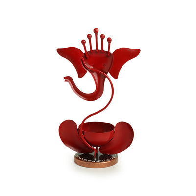 'Invisible Ganesha' Hand-painted Iron Tea Light Holder (11 Inch)