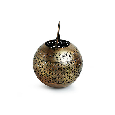 Nayaab Deepak' Floral Hand-Etched Tea Light Holder (Metal | 6 Inch)