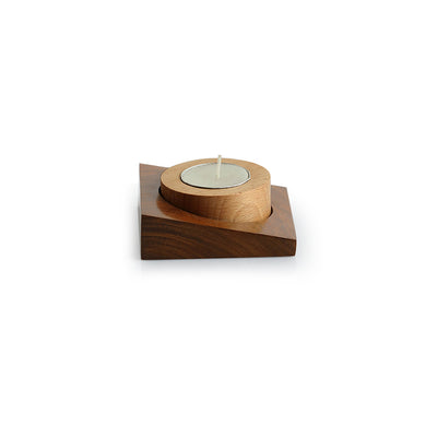 Jugnu Round'  Wooden Tea Light Holder.