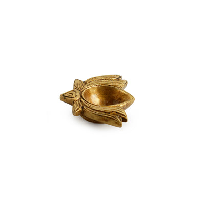 ‘Lotus Shaped’ Hand-Carved Brass Diya (Hand-Etched | 0.2 Kg | Set of 2)