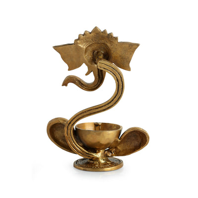 Invisible Ganesha' Hand Etched Brass Diya (Hand-Etched | 8 Inch | 1.4 Kg)