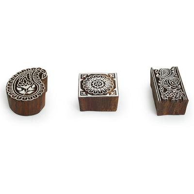 Appealing Artefacts' Hand-Carved Printing Blocks In Sheesham Wood (Set of 3)