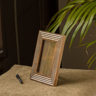 Framed Memories' Hand Engraved Photoframe In Mango Wood (6 x 8 Inch | Portrait)