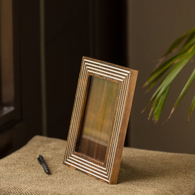 Framed Memories' Hand Engraved Photoframe In Mango Wood (9 x 7 Inch | Portrait)