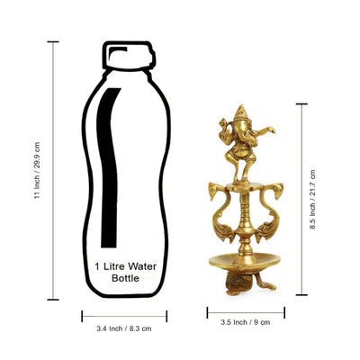 Hand-Etched 'Gallant Ganesha' Idol Showpiece in Brass (860 Grams)