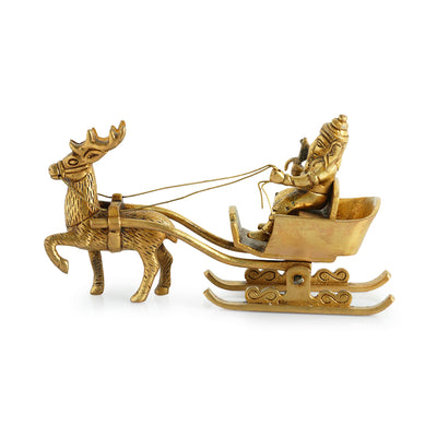 Chariot Brass Ganesha' Showpiece Idol (Hand-Etched | 0.7 Kg)