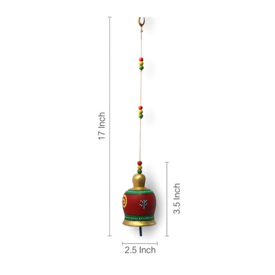 Terracotta Handpainted Bell Hanging Multicolour